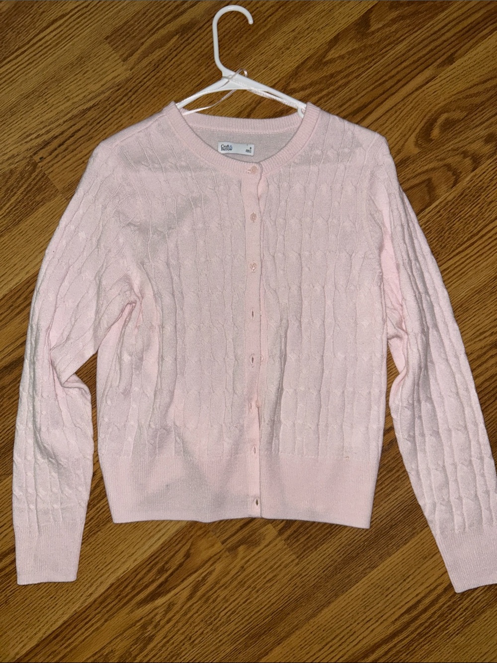 croft & barrow Light Pink Cable Knit Button-Front Cardigan